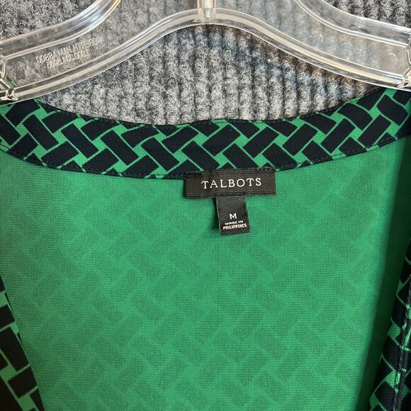 Talbots Womens Printed Shift Dress Size Medium Blue Green Classic Office Career - Picture 5 of 9